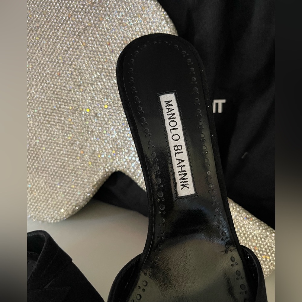 Manolo Blahnik Black Suede Heels - Picture 8 of 9